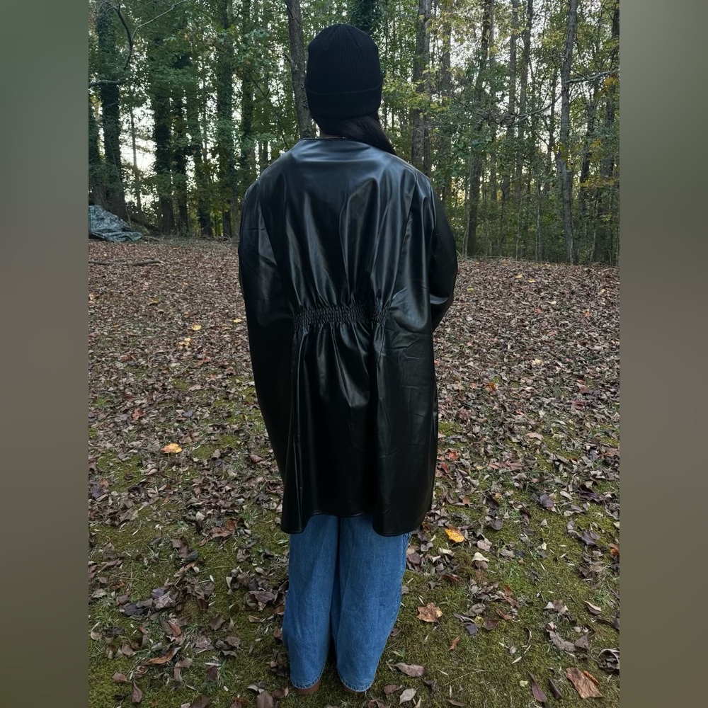 Black Leather Brass Button Topper - image 2